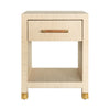 Worlds Away One Drawer Side Table With Rattan Wrapped Handle In Natural Grasscloth