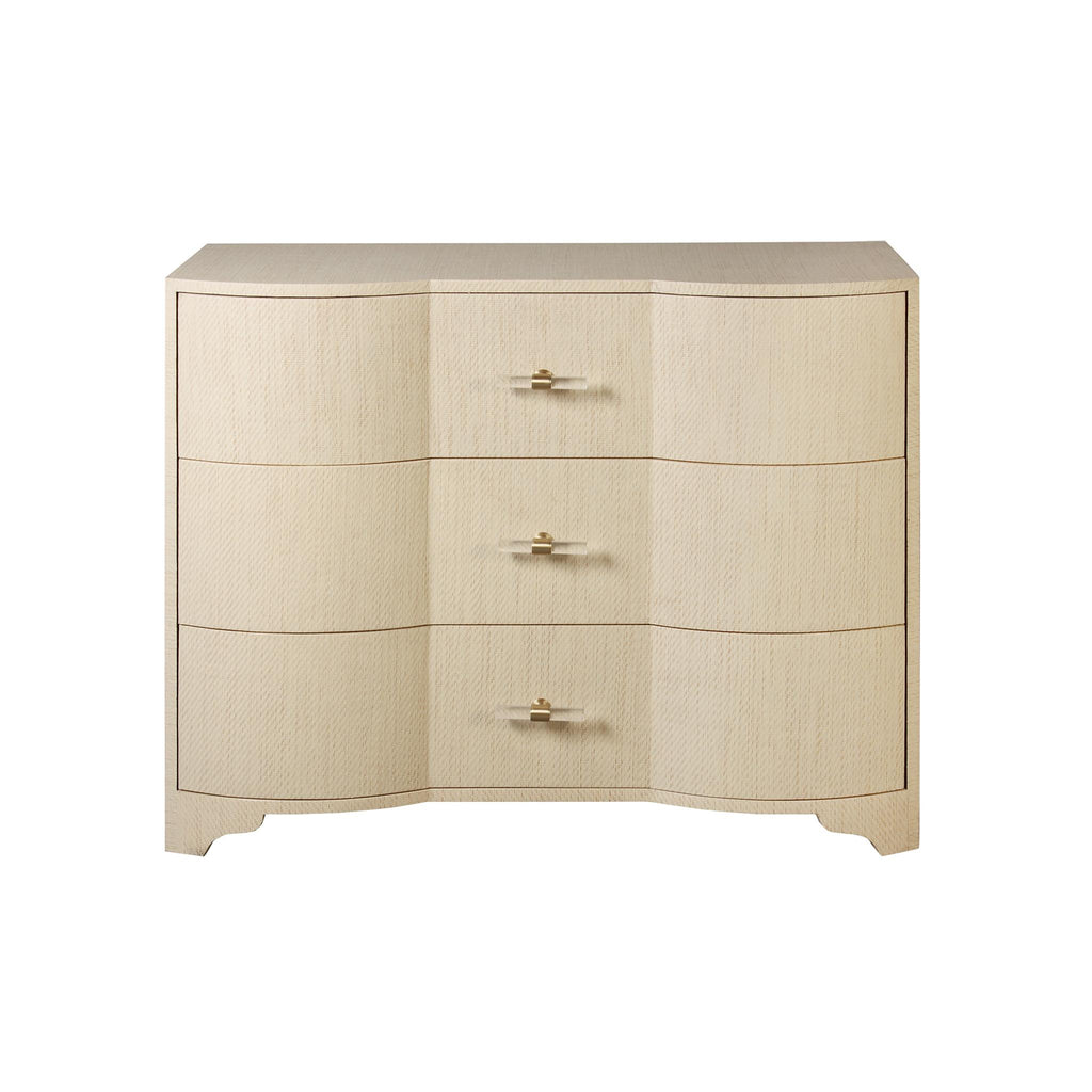 Worlds Away THREE DRAWER CHEST IN NATURAL GRASSCLOTH