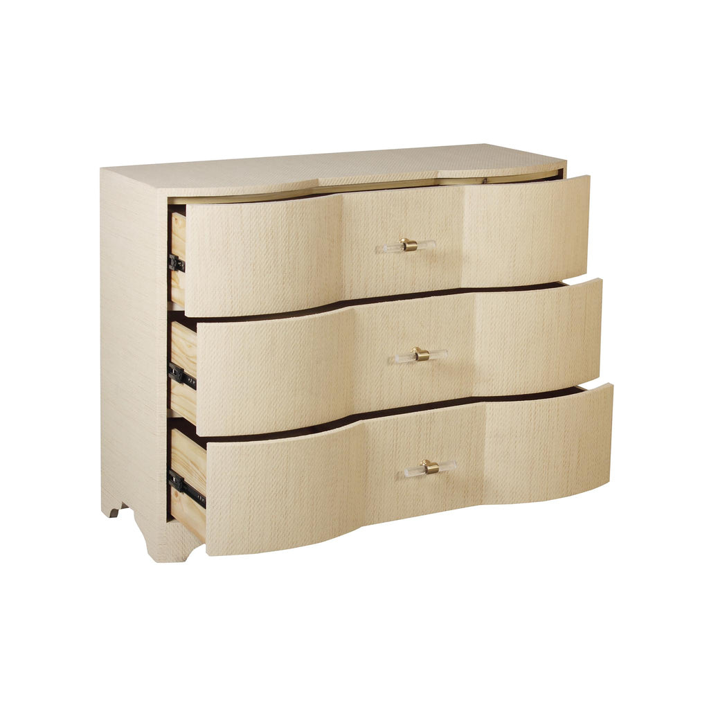 Worlds Away THREE DRAWER CHEST IN NATURAL GRASSCLOTH