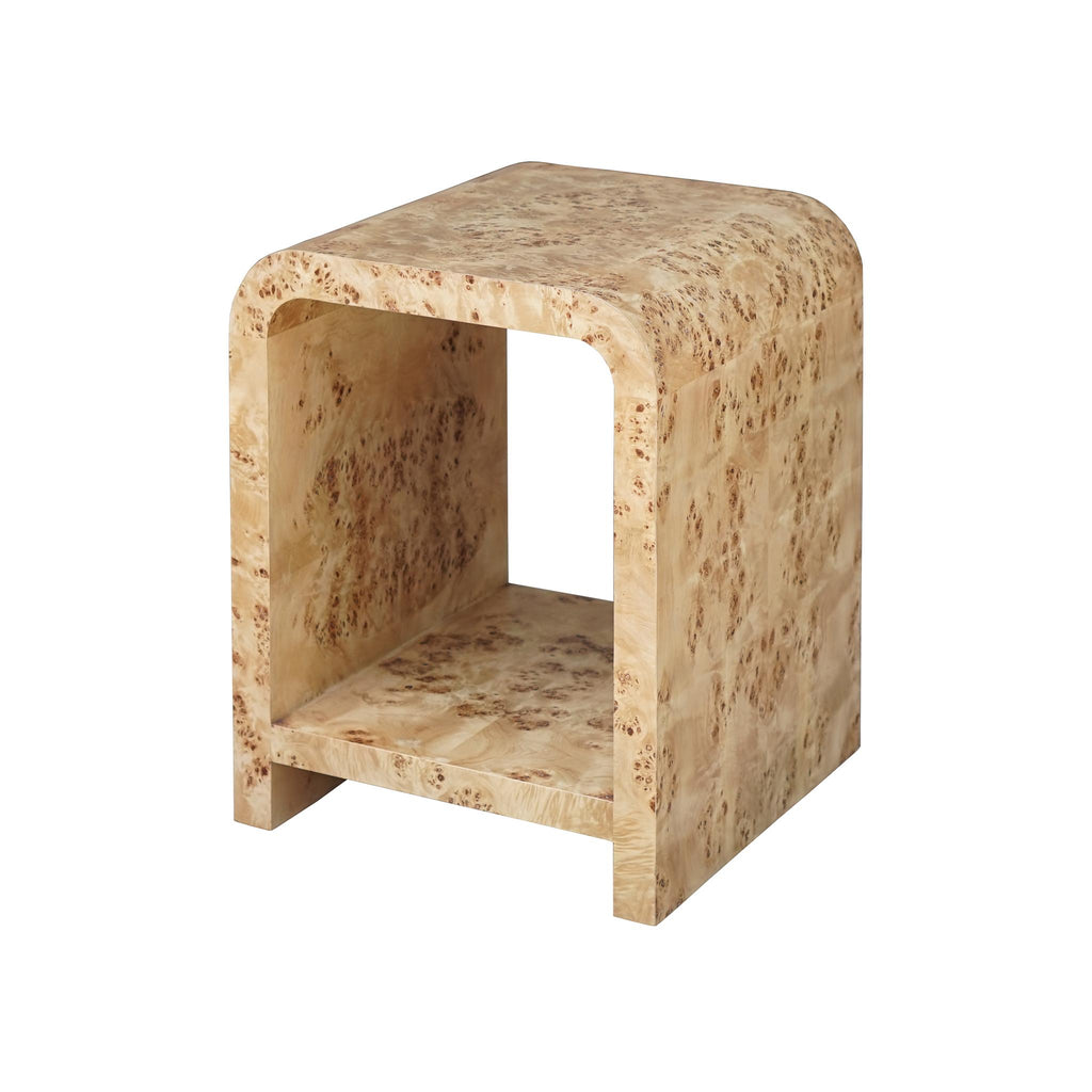 Worlds Away WATERFALL EDGE TWO TIER SIDE TABLE IN BURL WOOD