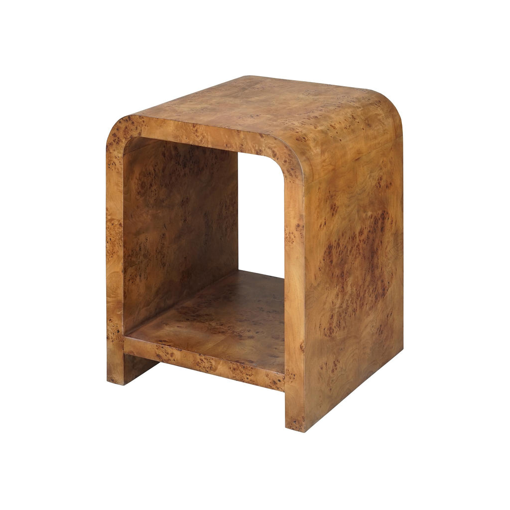 Worlds Away WATERFALL EDGE TWO TIER SIDE TABLE IN DARK BURL WOOD