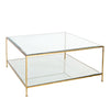 Worlds Away Hammered Gold Lf Square Coffee Table W Bvld Glass