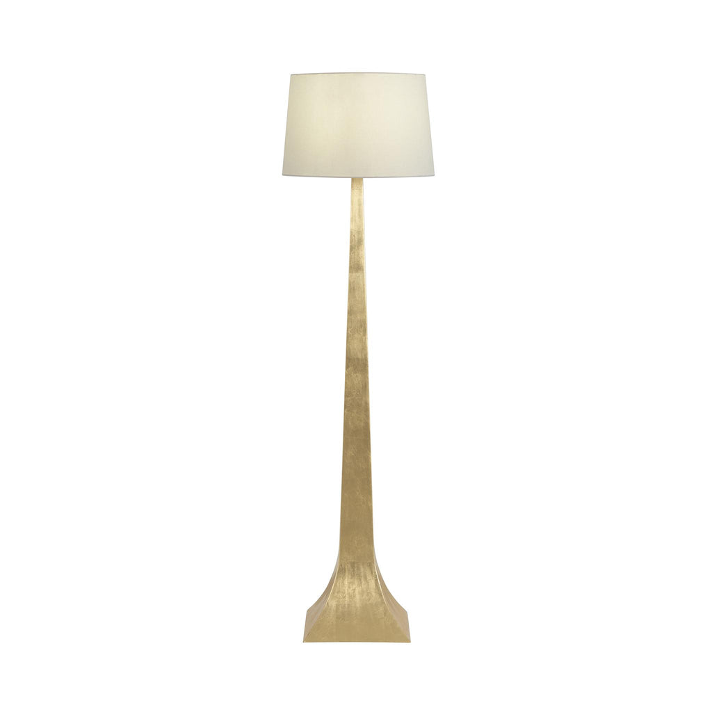 Worlds Away TAPERED FLOOR LAMP WITH WHITE LINEN SHADE IN GOLD LEAF