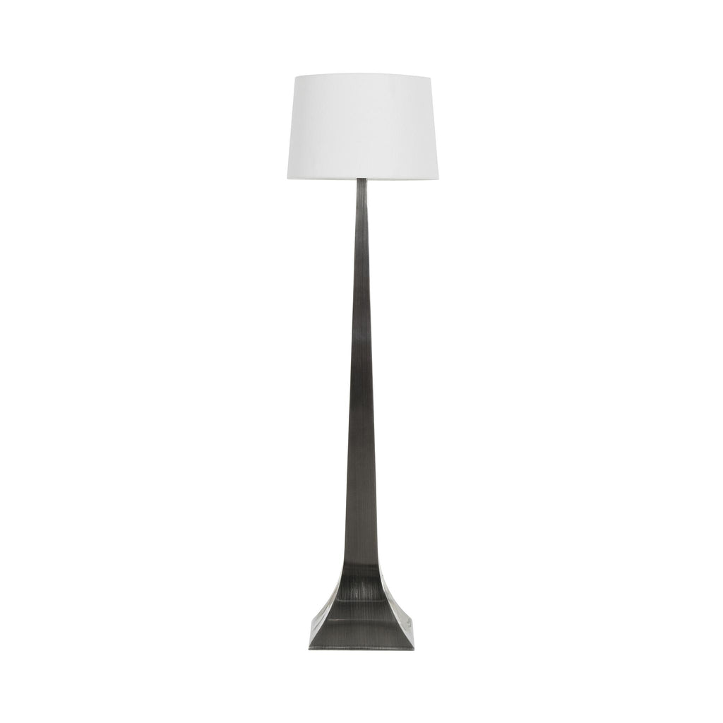 Worlds Away TAPERED FLOOR LAMP WITH WHITE LINEN SHADE IN GOLD LEAF