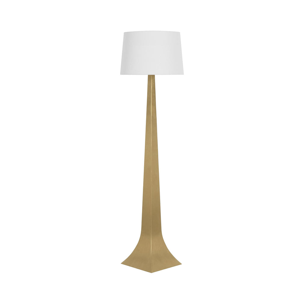 Worlds Away TAPERED FLOOR LAMP WITH WHITE LINEN SHADE IN GOLD LEAF