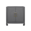 Worlds Away Two Door Chest With Brass Hardware In Grey Lacquered Basketweave Grasscloth_X000D_