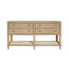 Worlds Away Four Drawer Console With Open Cane Shelf In Cerused Oak