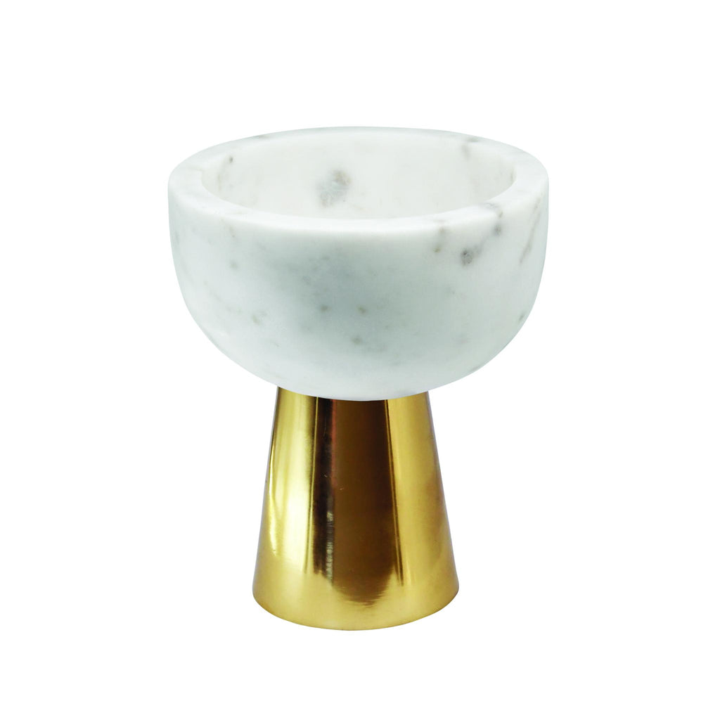 Worlds Away SMALL WHITE MARBLE BOWL WITH BRASS BASE_x000D__x000D__x000D__x000D__x000D__x000D__x000D__x000D_