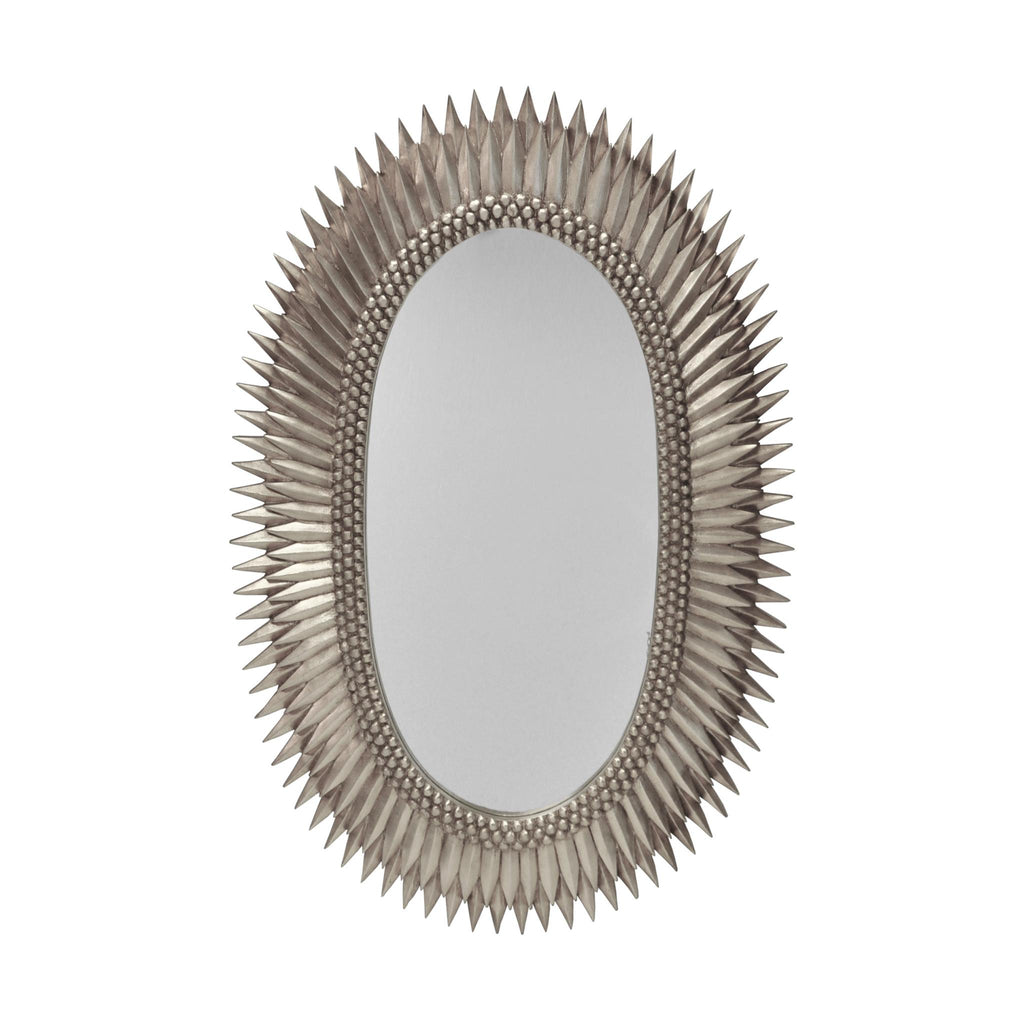 Worlds Away OVAL STARBURST MIRROR IN SILVER LEAF_x000D_