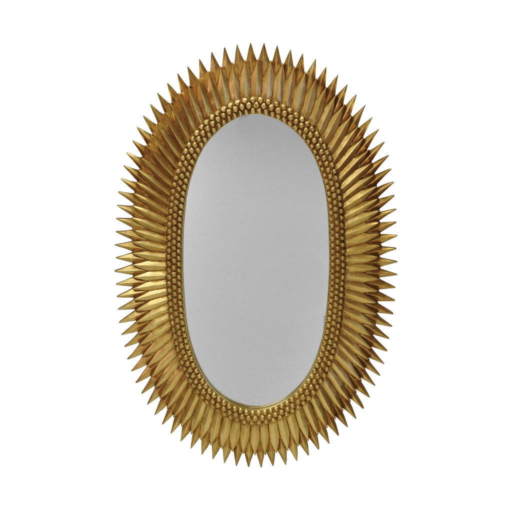 Worlds Away OVAL STARBURST MIRROR IN GOLD LEAF_x000D_