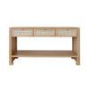 Worlds Away Three Drawer Cane Console With Brass Hardware In Cerused Oak