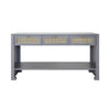 Worlds Away Three Drawer Cane Console With Brass Hardware In Matte Dark Grey Lacquer