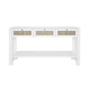 Worlds Away Three Drawer Cane Console With Brass Hardware In Matte White Lacquer