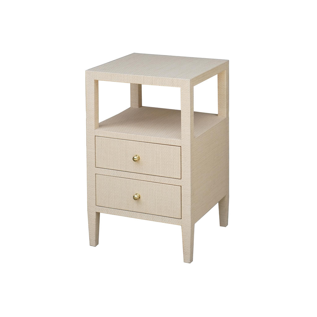 Worlds Away TWO DRAWER SIDE TABLE IN NATURAL GRASSCLOTH