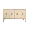 Worlds Away Four Door Buffet With Antique Brass Circle Hardware In Natural Grasscloth