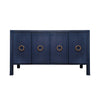 Worlds Away Four Door Buffet With Antique Brass Circle Hardware In Textured Navy Linen