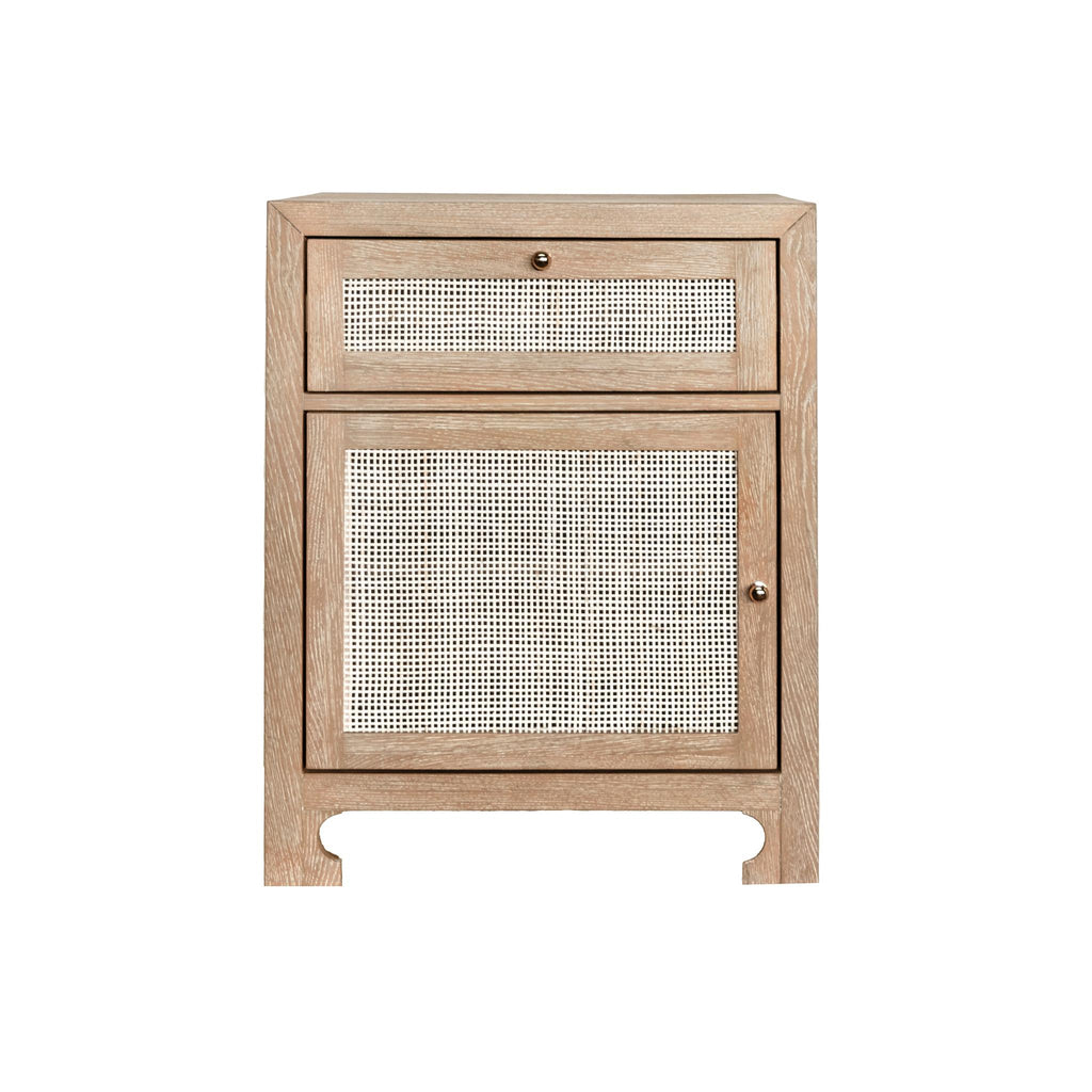 Worlds Away ONE DOOR CABINET WITH CANE DOOR FRONT IN CERUSED OAK_x000D_