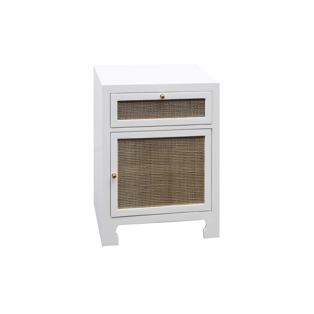 Worlds Away CABINET W CANE DOOR FRONT IN WHITE LACQUER