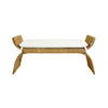 Worlds Away Arched Bench In Woven Water Hyacinth With Performance Ivory Linen Cushion