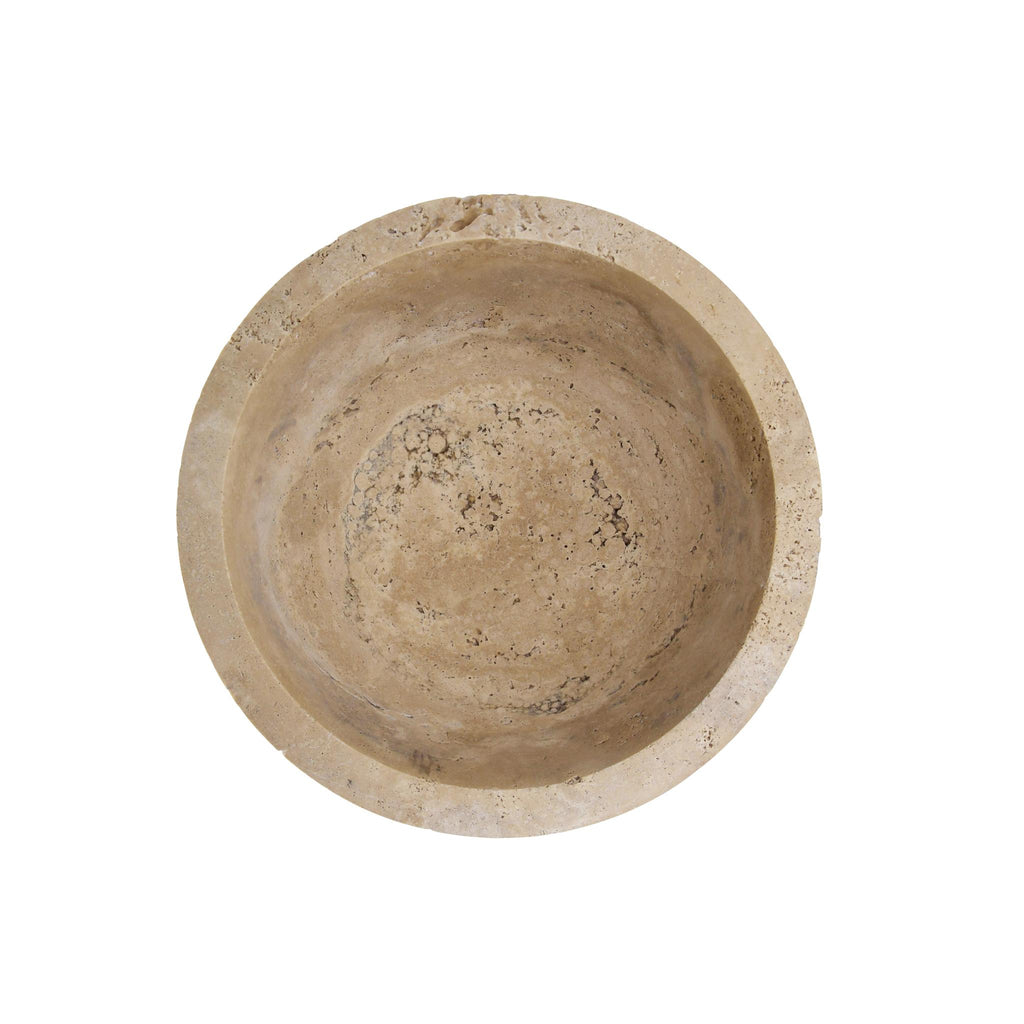 Worlds Away TRAVERTINE MARBLE BOWL WITH RIBBED BRASS BASE_x000D__x000D__x000D__x000D__x000D__x000D__x000D__x000D_