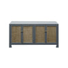 Worlds Away Cane Cabinet W. Brass Hardware In Grey Lacquer