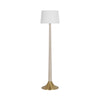 Worlds Away Brushed Brass Base Floor Lamp With White Linen Shade In Cerused Oak