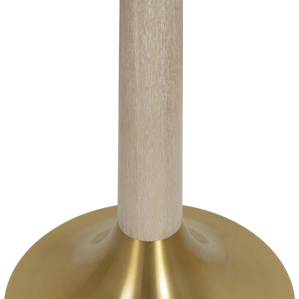 Worlds Away BRUSHED BRASS BASE FLOOR LAMP WITH WHITE LINEN SHADE IN CERUSED OAK