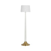 Worlds Away Brushed Brass Base Floor Lamp With White Linen Shade In White Washed Oak