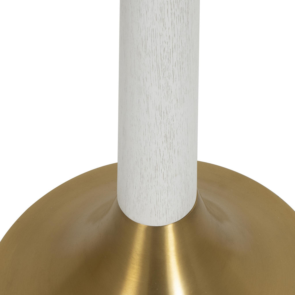 Worlds Away BRUSHED BRASS BASE FLOOR LAMP WITH WHITE LINEN SHADE IN WHITE WASHED OAK