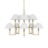 Worlds Away Ten Light Five Arm Chandelier With White Linen Coolie Shade In Antique Brass_X000D_