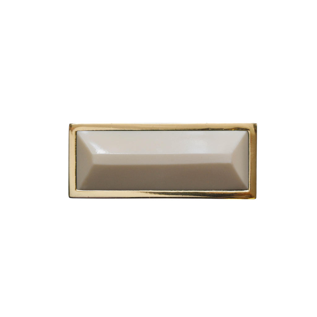 Worlds Away LARGE BRASS RECTANGLE KNOB WITH INSET RESIN IN CREAM