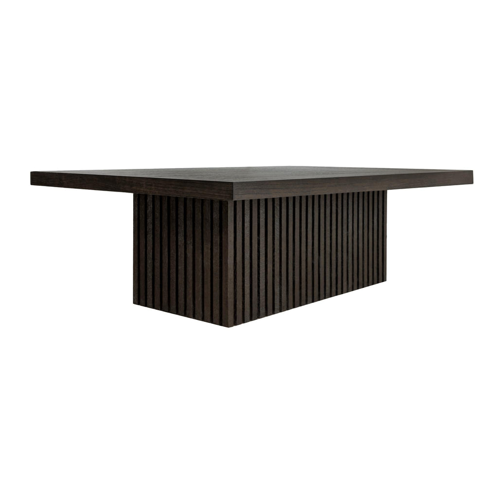 Worlds Away SLATTED PEDESTAL BASE COFFEE TABLE IN DARK ESPRESSO OAK