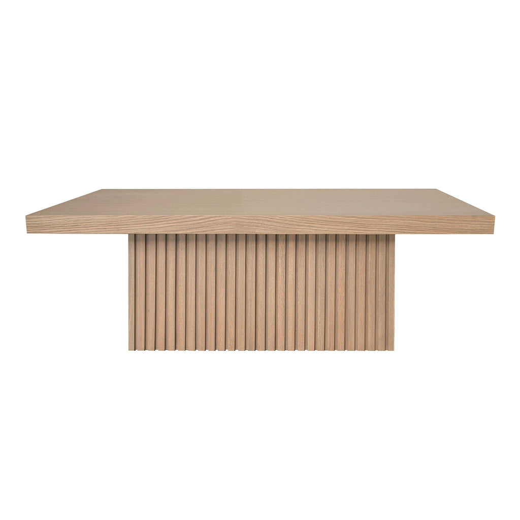 Worlds Away SLATTED PEDESTAL BASE COFFEE TABLE IN NATURAL OAK