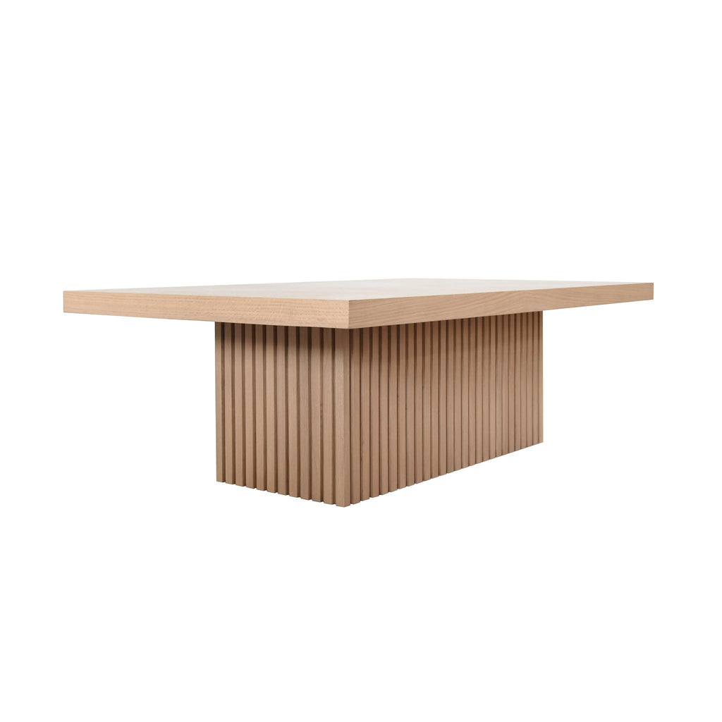 Worlds Away SLATTED PEDESTAL BASE COFFEE TABLE IN NATURAL OAK