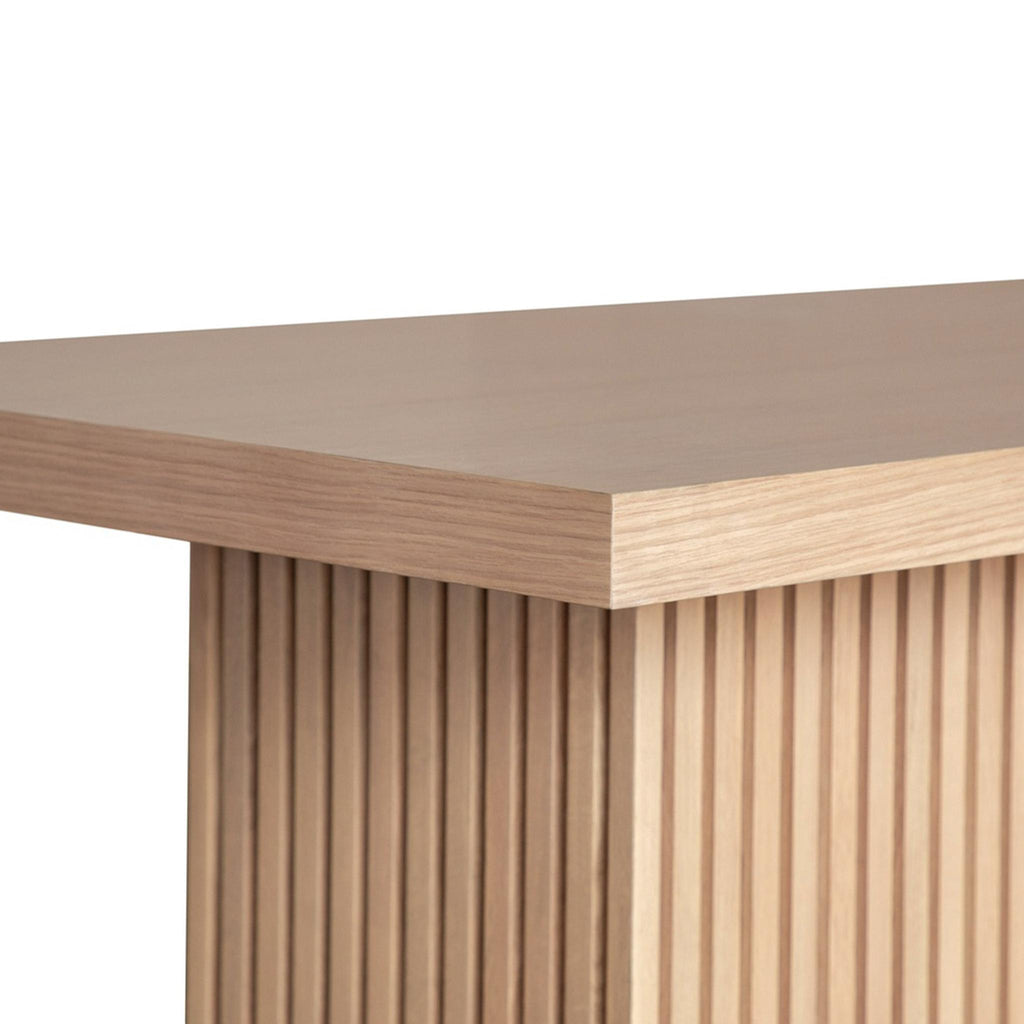 Worlds Away SLATTED PEDESTAL BASE CONSOLE TABLE IN NATURAL OAK