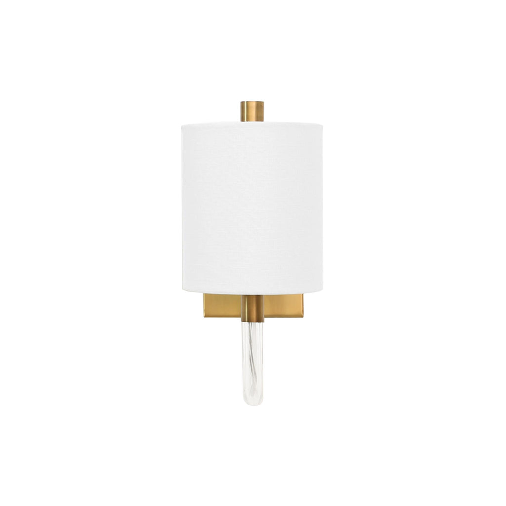 Worlds Away SCONCE W. ACRYLIC NECK & WH SHADE IN ANTIQUE BRASS