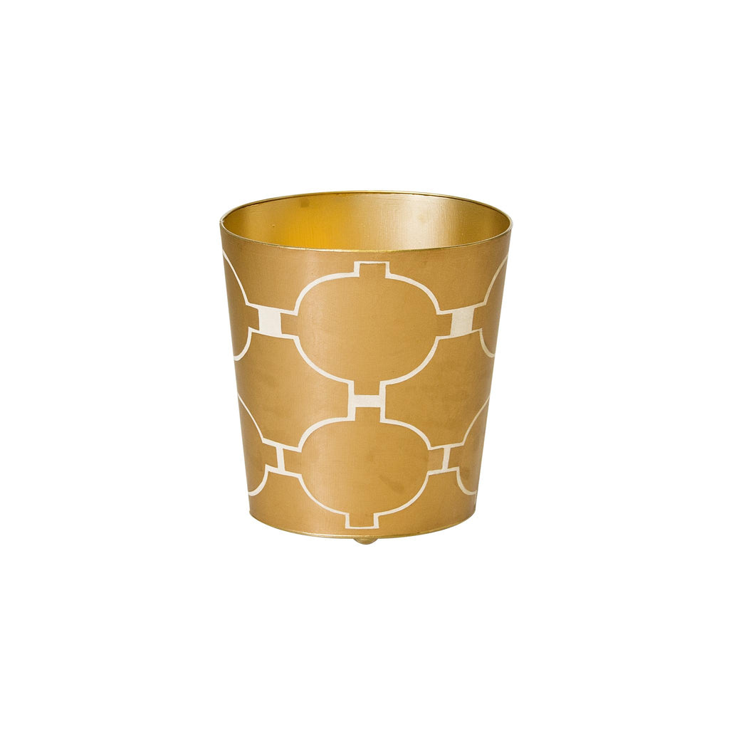 Worlds Away GOLD AND CREAM MODERN WASTEBASKET