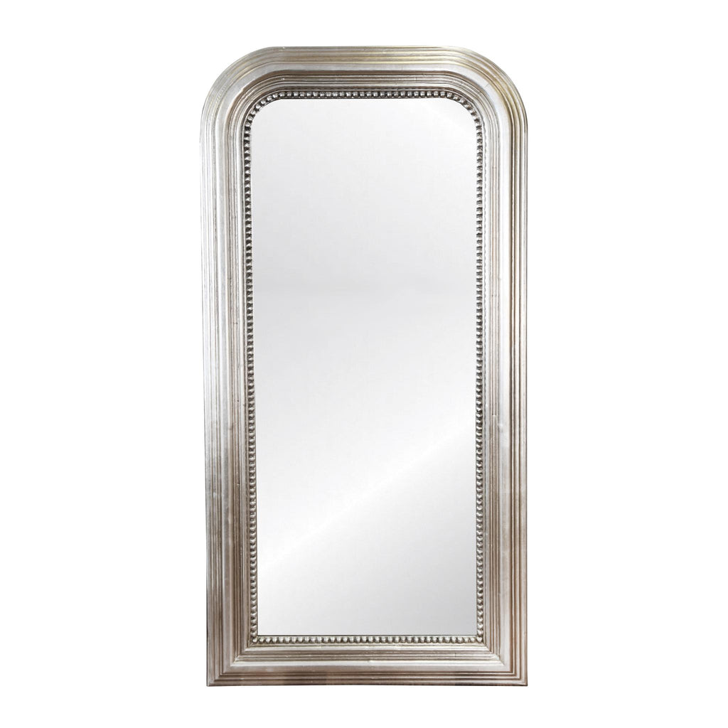 Worlds Away SILVER LEAF WOOD FLOOR MIRROR WITH CURVED EDGES