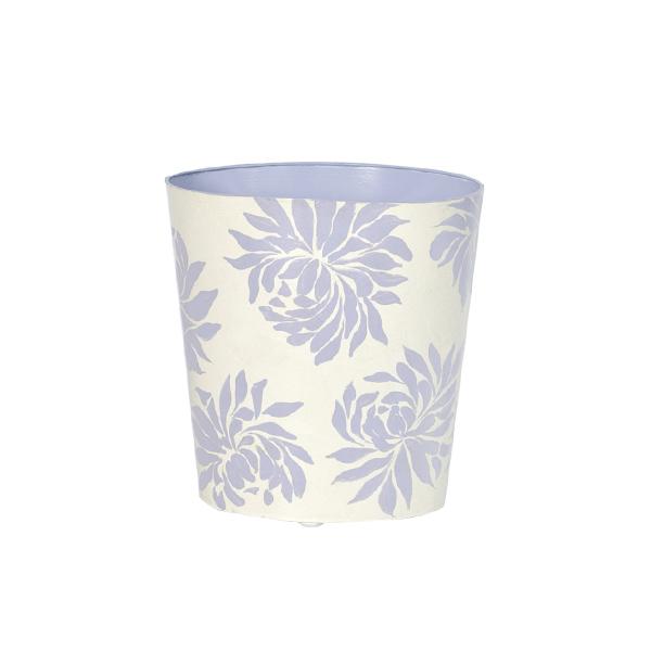 Worlds Away OVAL WASTEBASKET LAVENDER/CREAM FLORAL