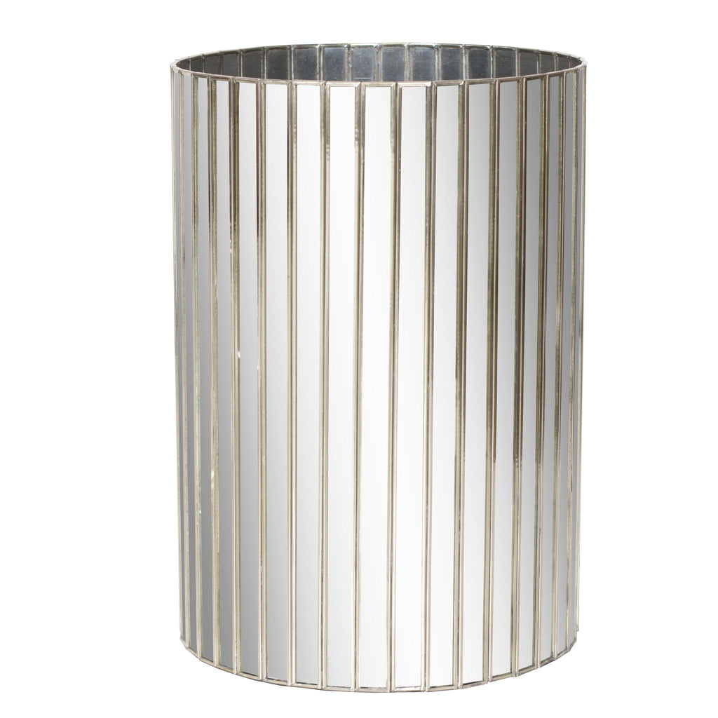 Worlds Away FACET MIR ROUND TALL WASTEBASKET