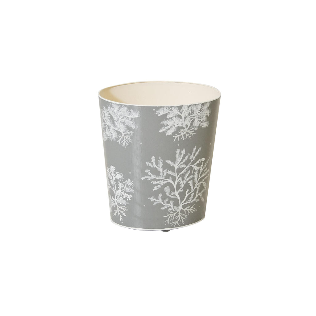 Worlds Away GREY AND WHITE WASTEBASKET