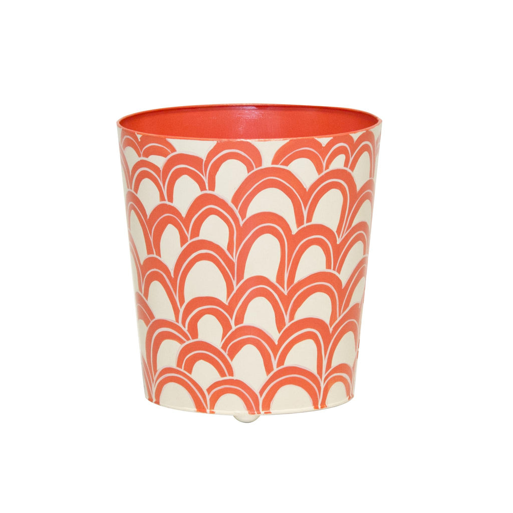 Worlds Away OVAL WASTEBASKET ORANGE AND CREAM