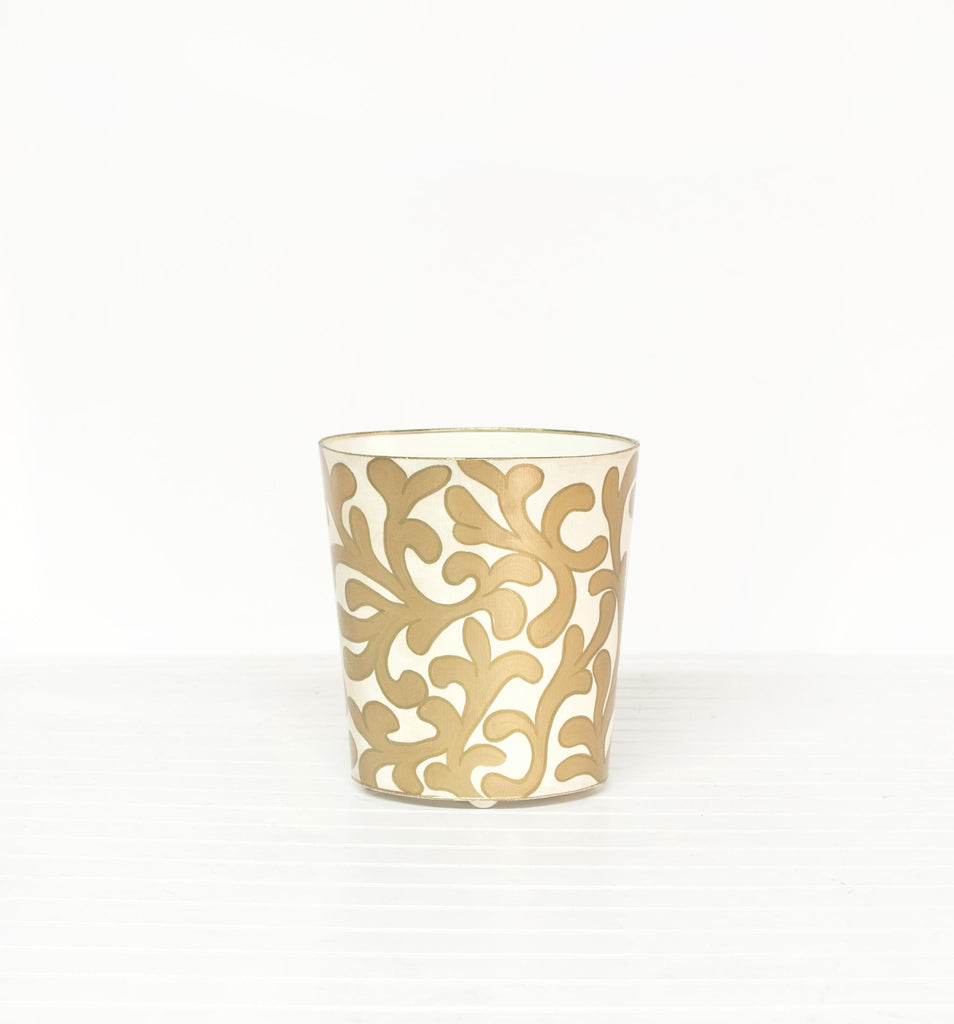 Worlds Away OVAL WASTEBASKET GOLD/CREAM