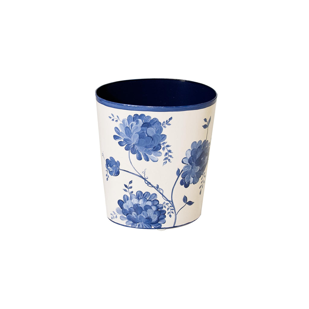 Worlds Away BLUE AND CREAM WASTEBASKET