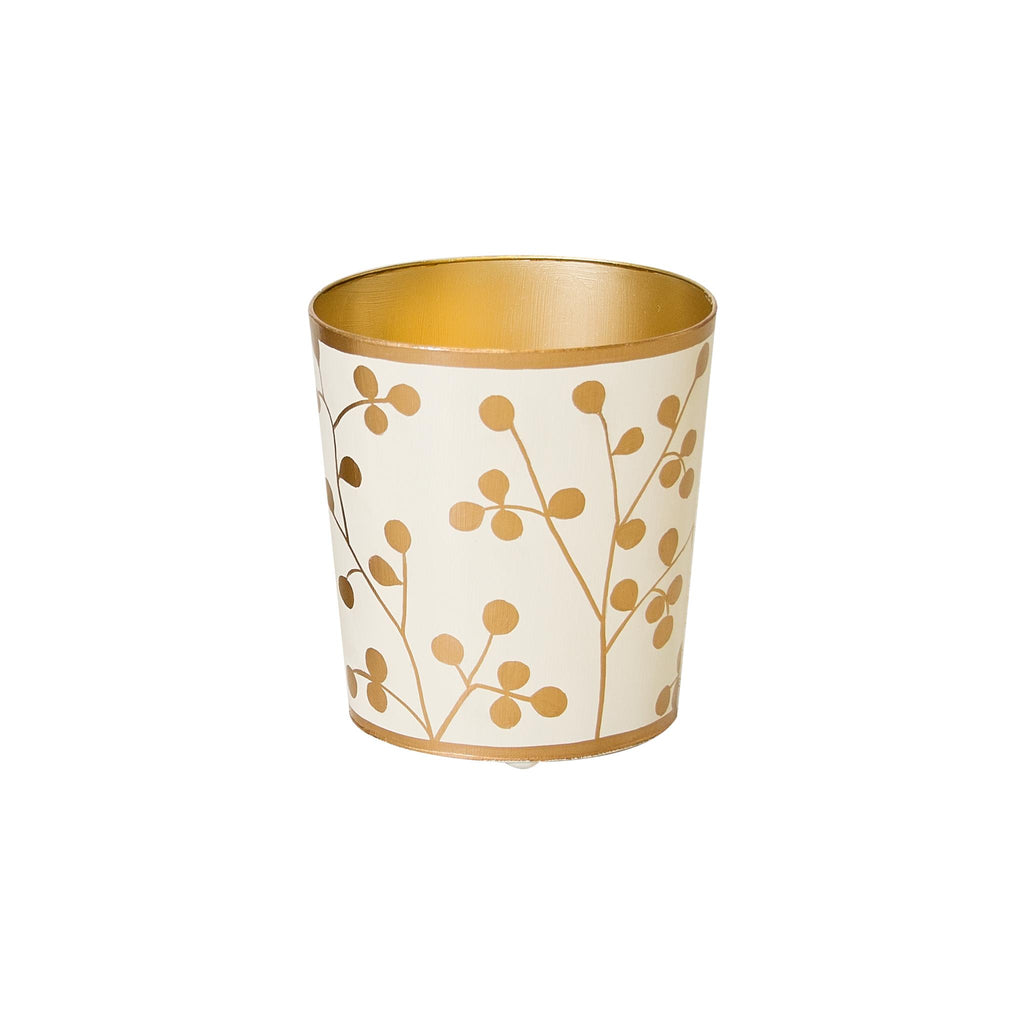 Worlds Away GOLD AND CREAM WASTEBASKET