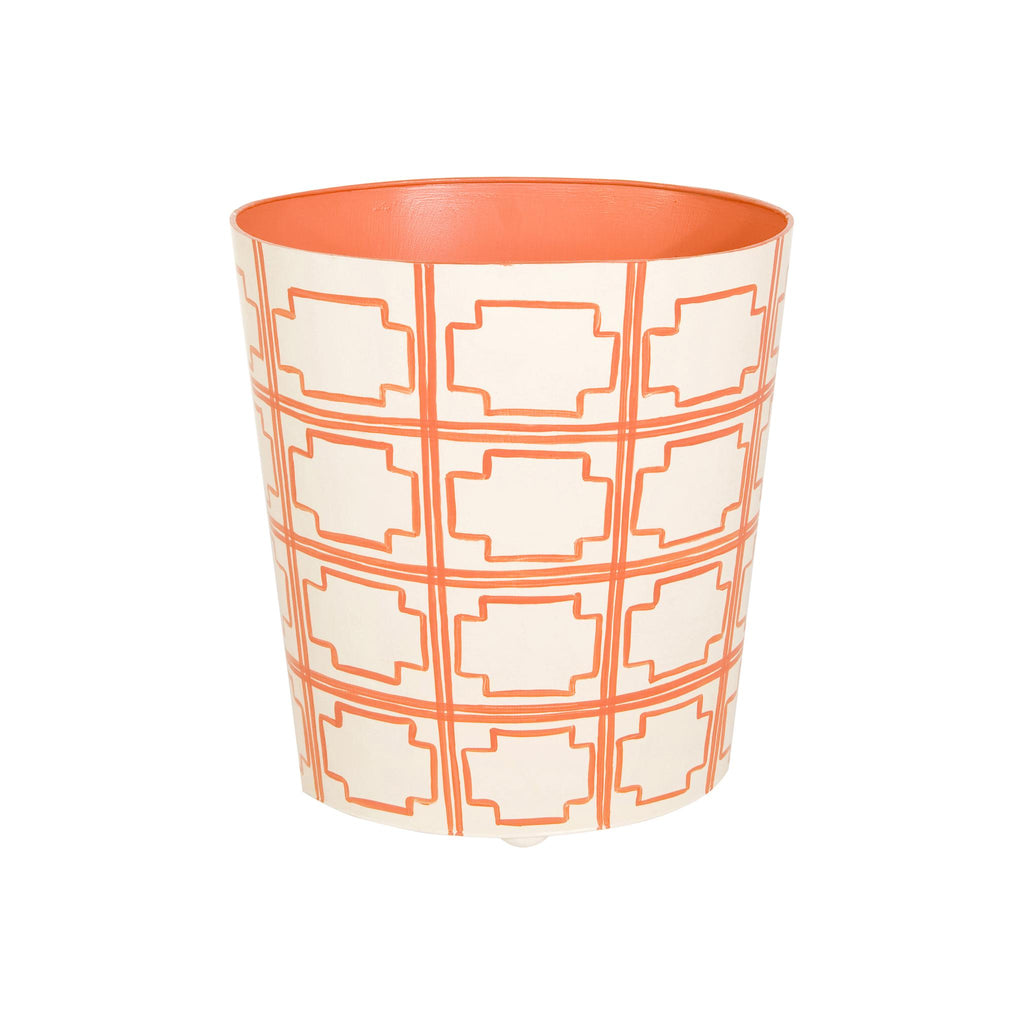 Worlds Away OVAL WASTEBASKET CREAM/ORANGE SQRS