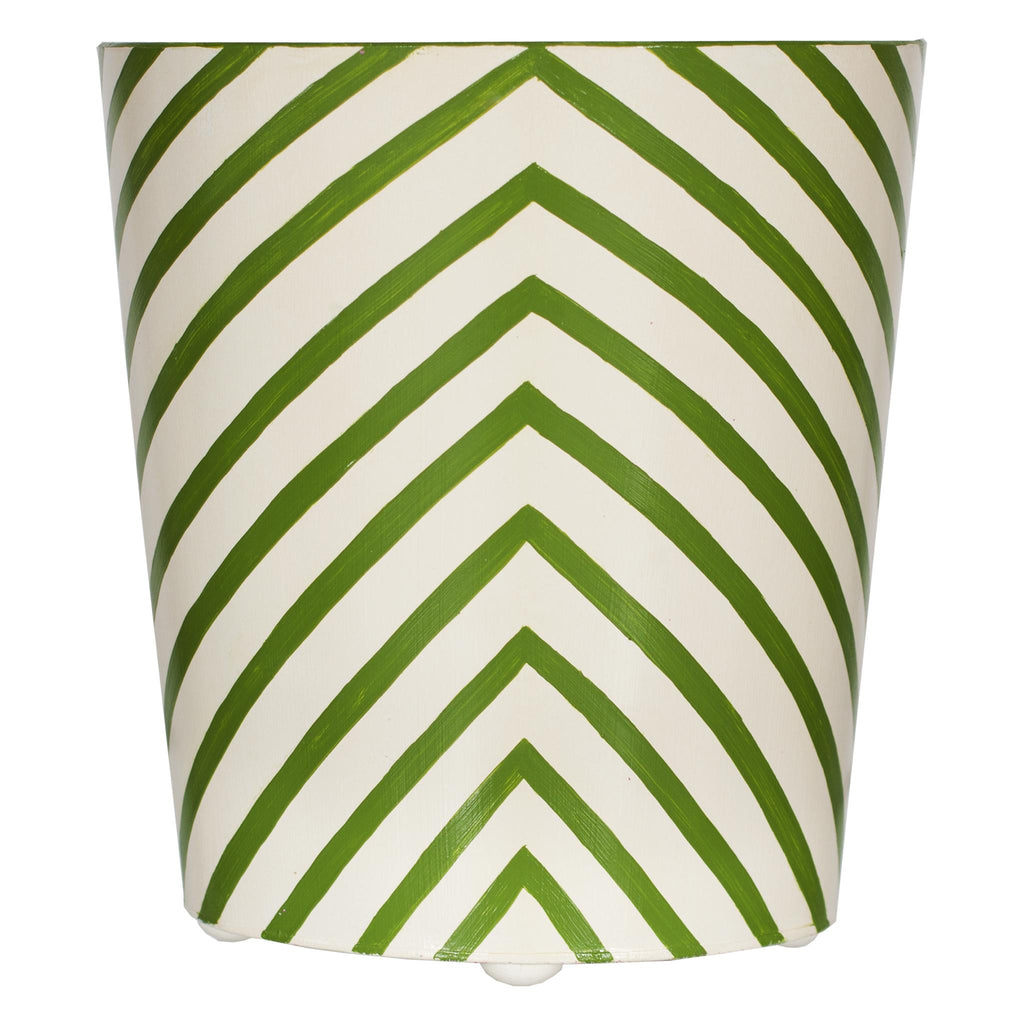 Worlds Away OVAL WASTEBASKET ZEBRA GREEN/CREAM