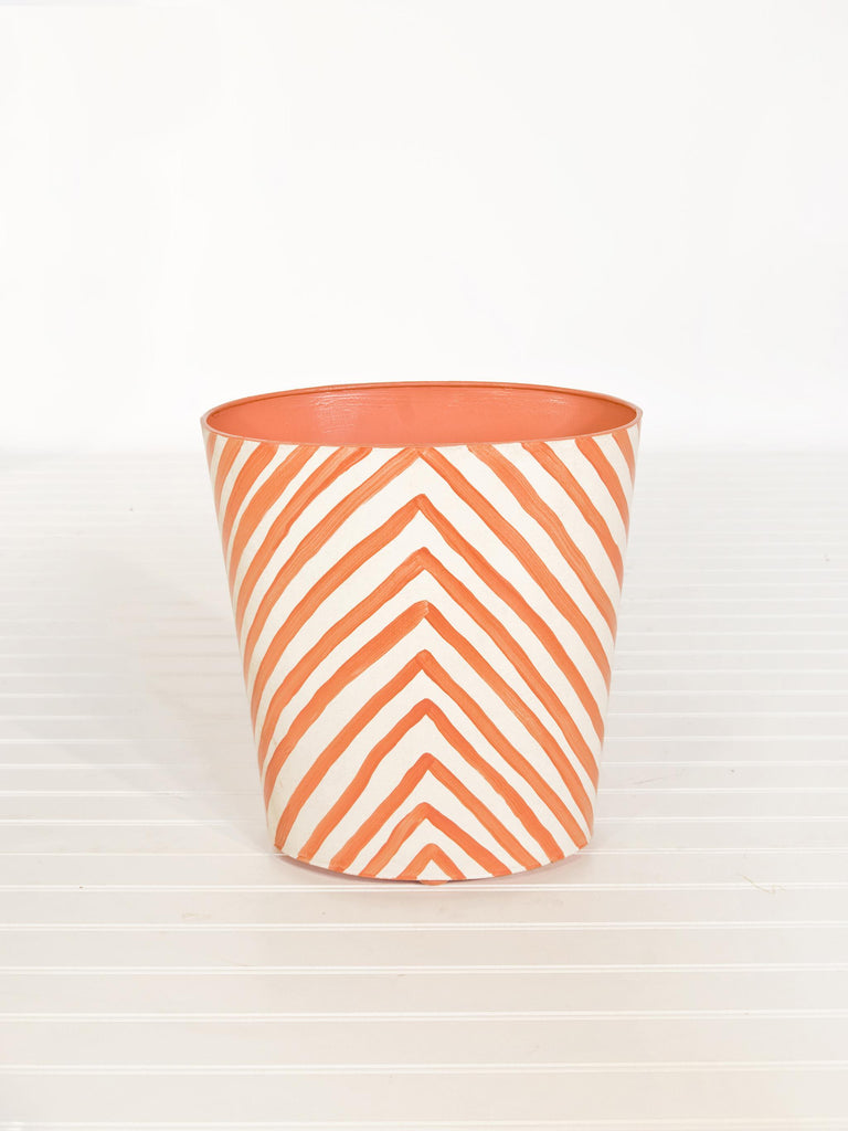 Worlds Away OVAL WASTEBASKET ZEBRA ORANGE/CREAM