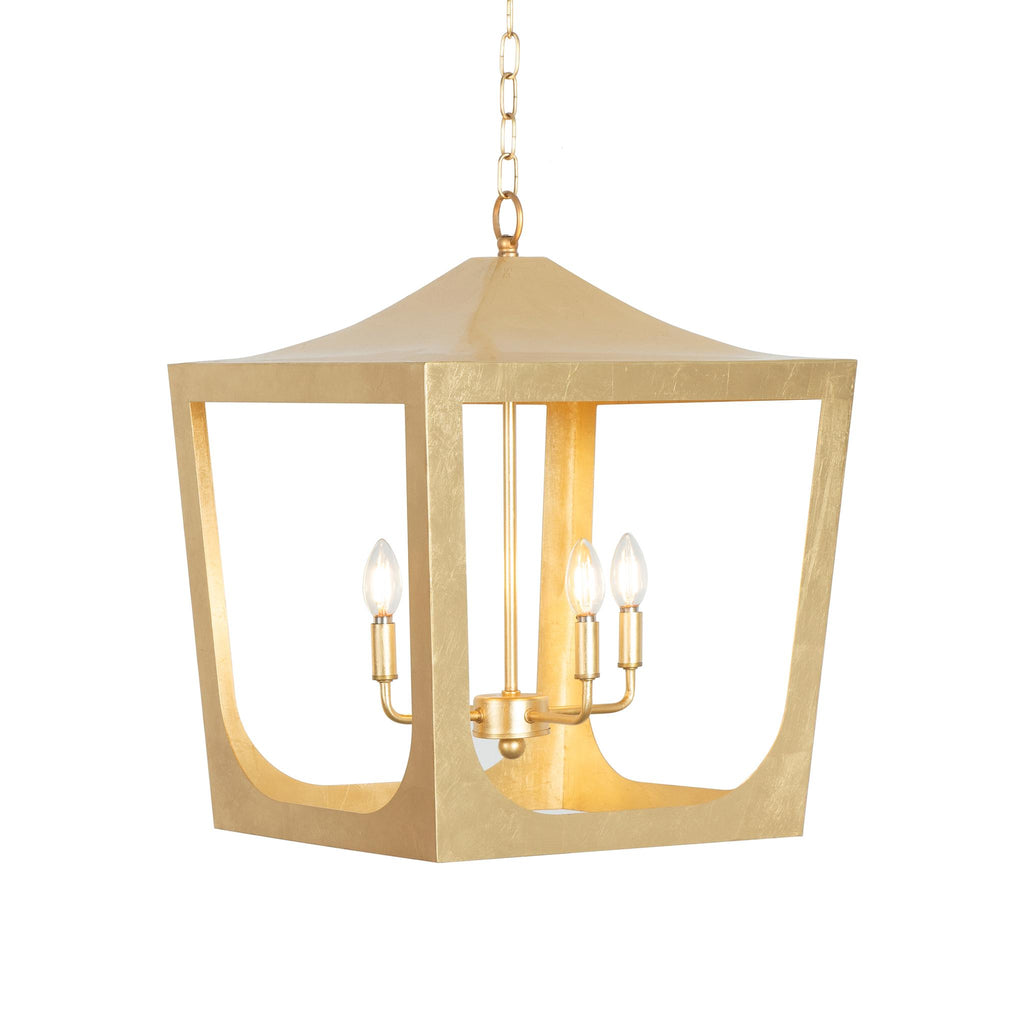 Worlds Away MODERN PAGODA LANTERN WITH FOUR LIGHT GOLD LEAF CLUSTER, BODY IN GOLD LEAF_x000D_