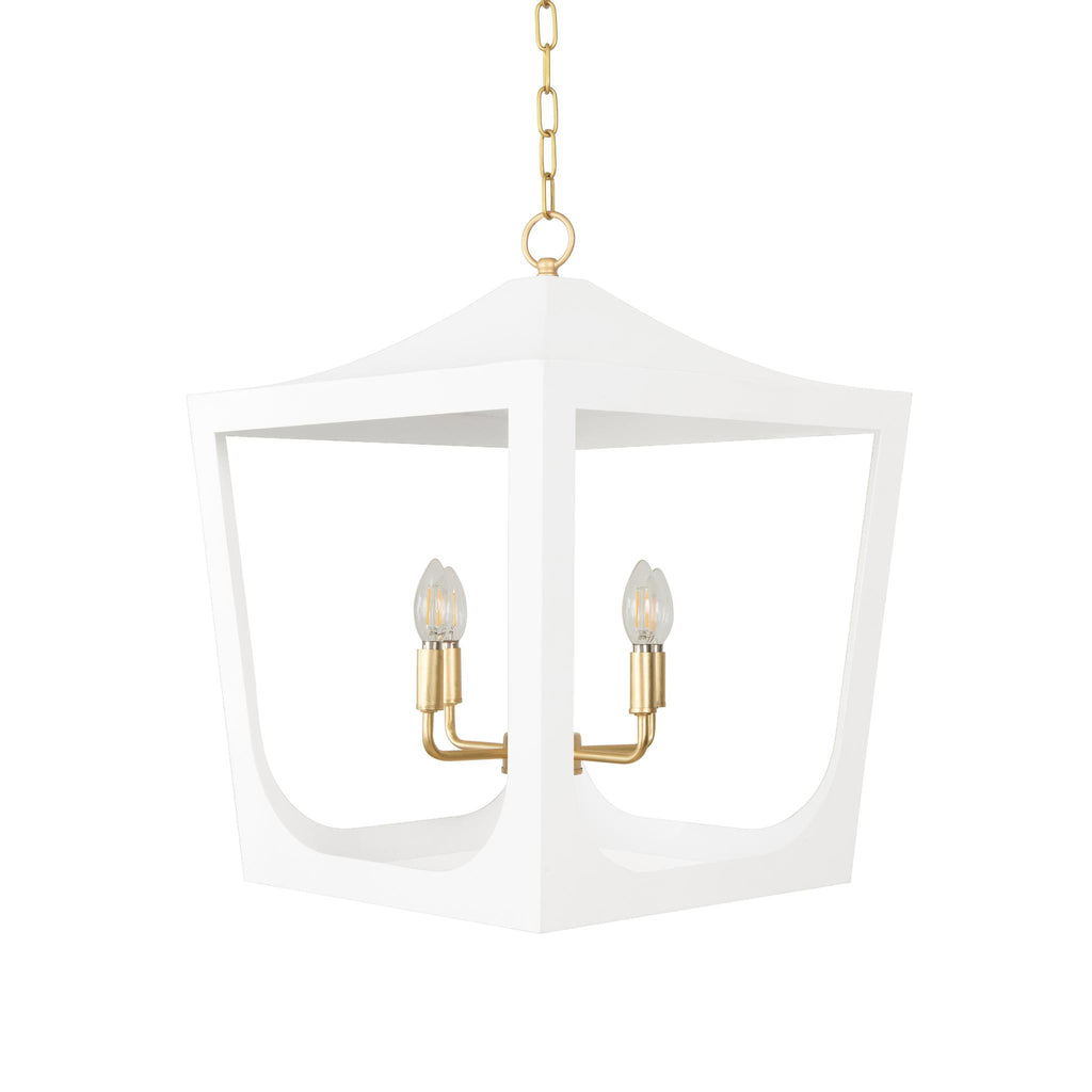 Worlds Away MODERN PAGODA LANTERN WITH FOUR LIGHT GOLD LEAF CLUSTER, BODY IN GOLD LEAF_x000D_